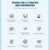 A graphic listing features of a baby customization product for 2-12 year olds, including 360 degree cleaning, FDA food-grade 