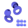 A set of purple silicone earplugs for noise reduction