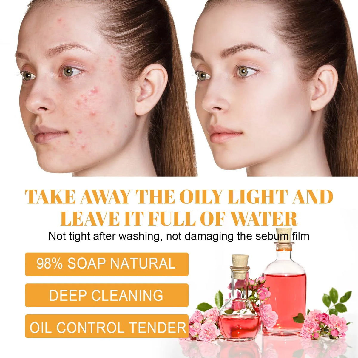 Zwei Frauen zeigen klare Haut nach Verwendung des Kurkuma- & Kojic-Säure-Reinigers mit Rosenhydrolat
