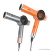 Orange and silver professional salon hair dryer with a cord