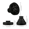Black silicone hairdryer diffuser cover with a mesh grille and a flat base.
