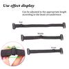 Diagram showing the end, middle, and front views of a facial lifting band with adjustable straps.