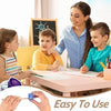 A woman is demonstrating a dual pencil sharpener for cosmetics and art supplies to a child.