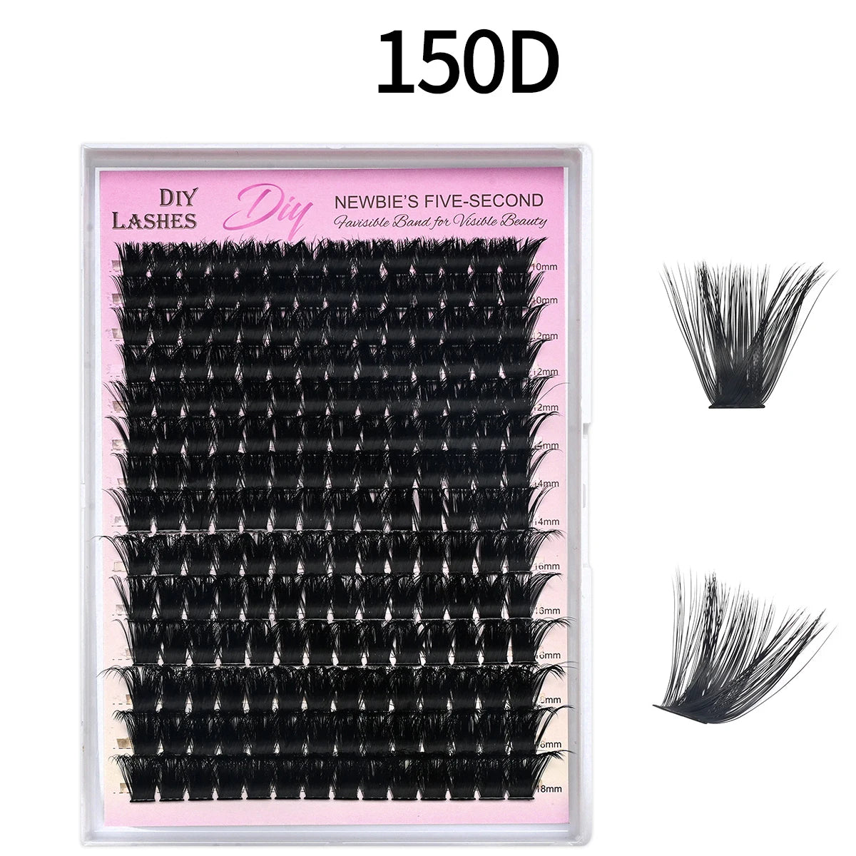 A package of 150D DIY lashes featuring natural curly mink eyelash extensions.