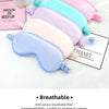 A collection of silk-like eye masks in various pastel colors, including pink, blue, and lavender, displayed on a white backgr