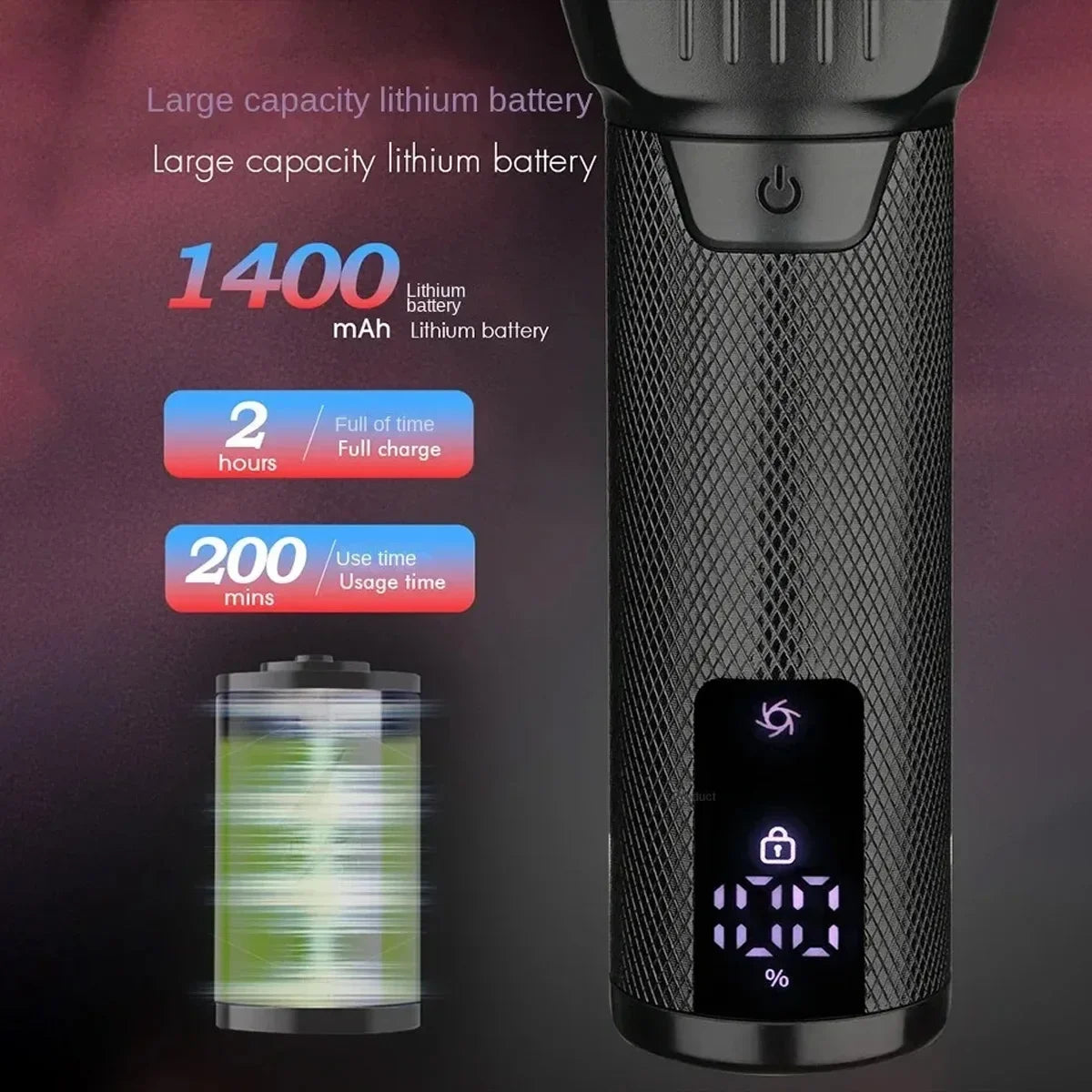 A close-up view of a black electric hair shaver with a battery indicator showing 0% charge.