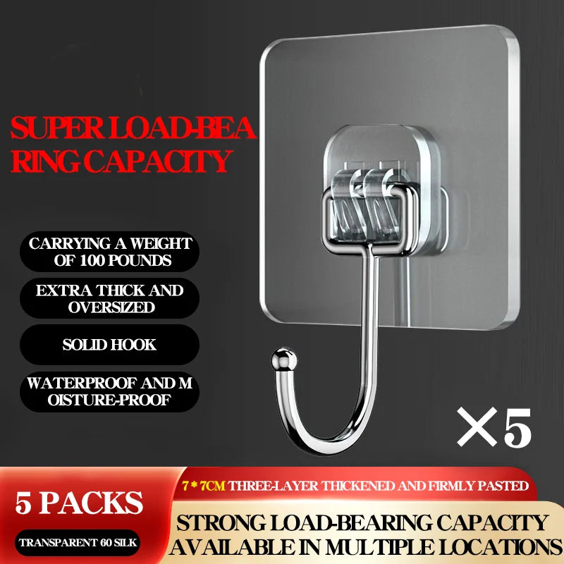 Five silver silicone load-bearing rings with hooks for cleaning and exfoliating