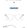 Transparent white eyeglasses frame with metal clips shown in multiple views.