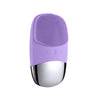A purple sonic facial cleansing brush with a silver head and a smooth body.