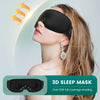 A woman is wearing a black 3D sleep mask while looking to the side, demonstrating its fit.