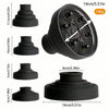 Black silicone diffuser cover for hair dryers shown in various sizes and angles.