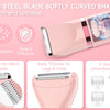 A pink stainless steel hair remover kit featuring a detail trimmer for bikini and armpits, and a body trimmer for legs and ar