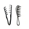 A set of black men's salon hair styling combs with various sizes and angles.