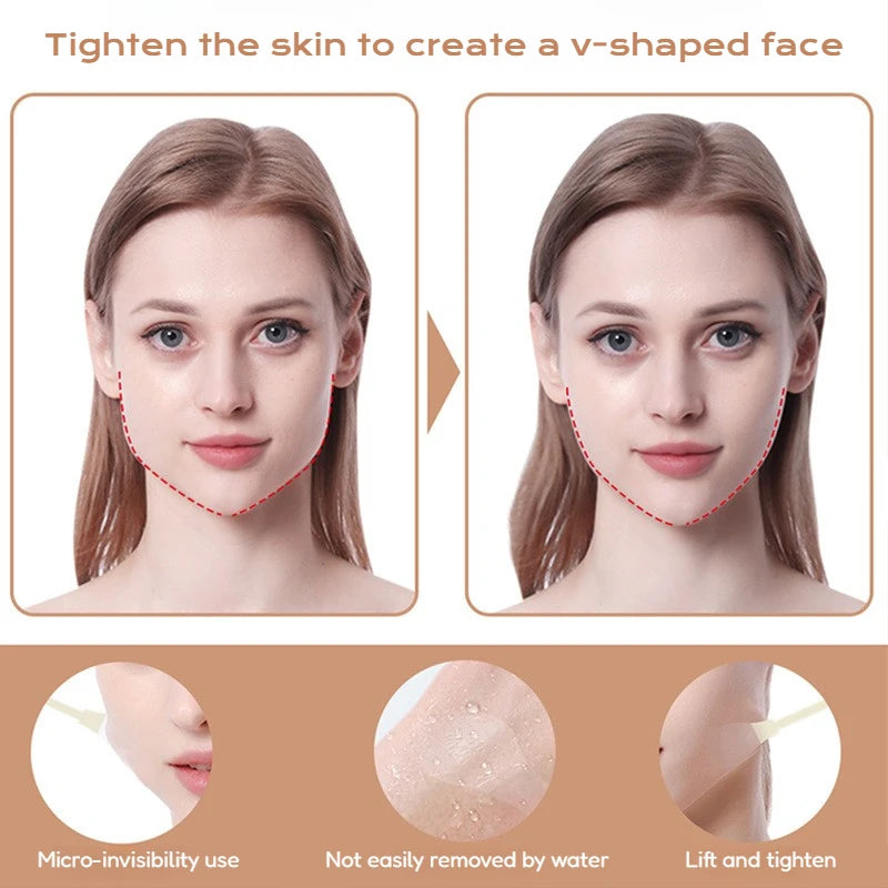 Invisible facial lifting tape used to tighten the skin and create a v-shaped face