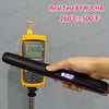 Una mano sostiene un secador de pelo cerámico negro con una pantalla de temperatura mostrando 260°C en un termómetro digital 