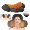 An electric cervical neck massager is shown being used on a person's neck for deep muscle relief.