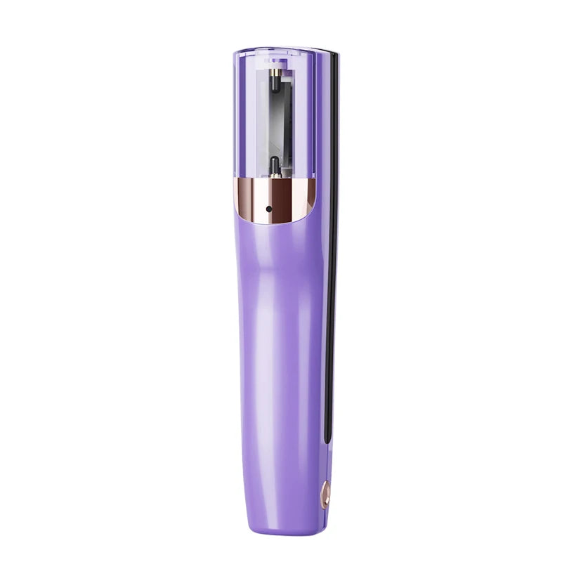 A purple cordless split hair clipper with a metallic accent, shown vertically.