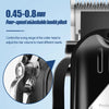 Close-up view of a professional electric hair clipper showing the adjustable tooth pitch and cutter head mechanism.