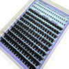 Exposition de clusters de cils pointus DIY pour extensions de salon, avec différentes types de cils : Naturels, Doux et Clair