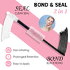 A cosmetic tool kit featuring a clear seal and black bond for eyelash extensions.