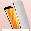 A close-up view of a ceramic hair straightener heating up, demonstrating rapid heating technology.