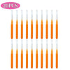 A set of 20 mini brow and eyelash combs in orange color.
