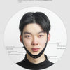 Close-up of a person wearing a black reusable V-Line lifting mask for facial shaping and tightening.