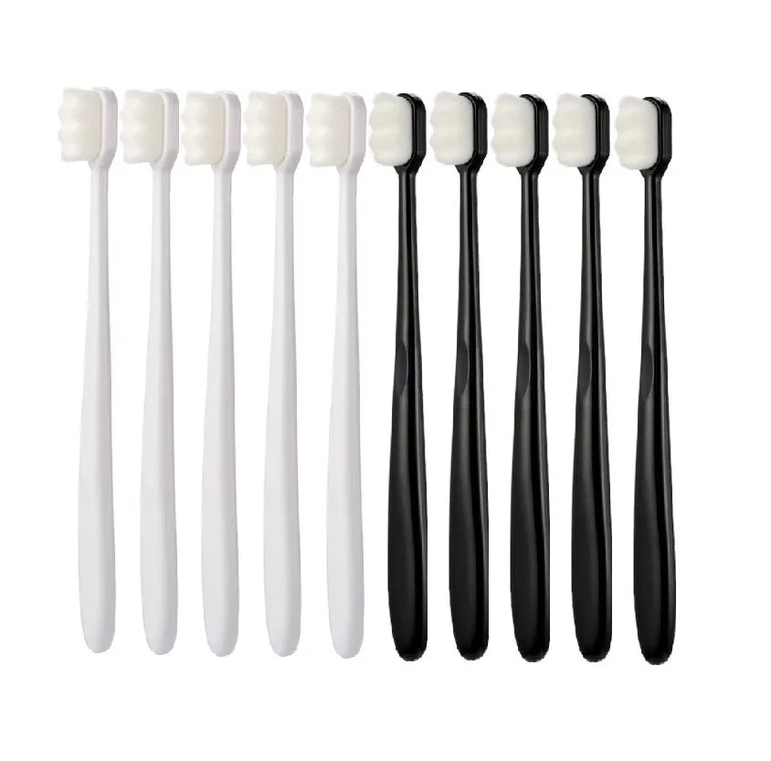 A set of white ultra-soft microbristle toothbrushes for sensitive gums