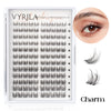 A display of various eyelash clusters for DIY extensions, showing different styles and lengths.