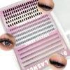 A display of DIY Wispy Extension Eyelashes showing various lash styles and lengths.