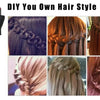 A black electric tool used for DIY hair style, showing various braided and twisted hairstyles.