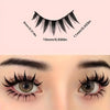 A close-up of dramatic manga style false eyelashes on a model's eye.