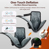 A gray heated air compression ankle massager showing features like continuous inflation and one-touch deflation.