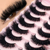 A display of natural mink striped false eyelash extensions in various styles and lengths.
