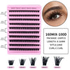 A pink plastic container holding 160 individual mink false eyelashes in various lengths from 8mm to 16mm.