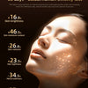 A close-up of a woman's face showing skin improvement results from an LED facial mask treatment.