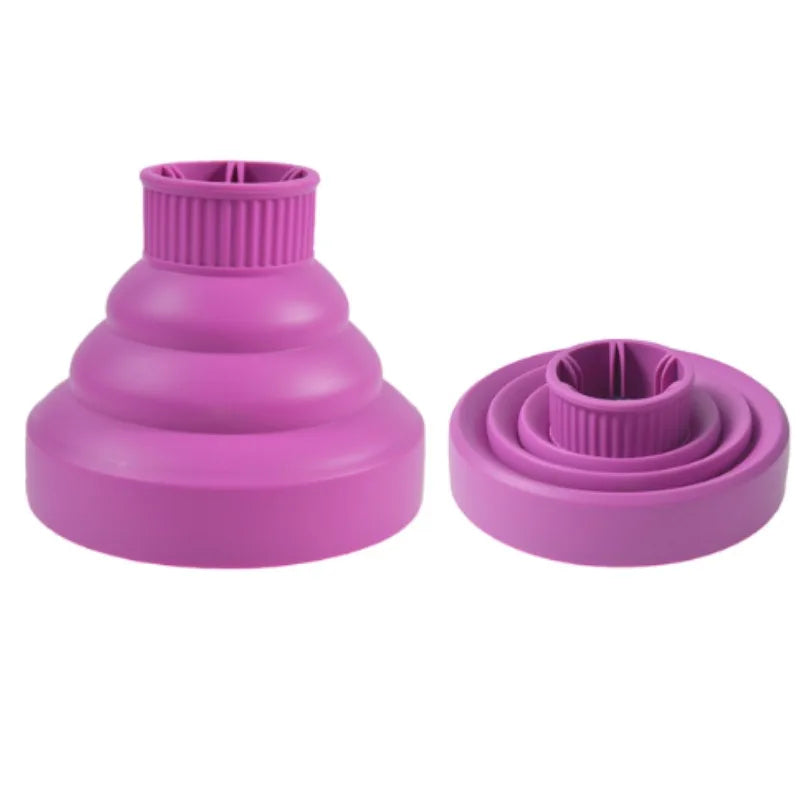 A pink silicone hairdryer diffuser cover with multiple concentric rings.