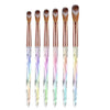 A set of six acrylic nail brushes with iridescent and gradient colors for professional nail art