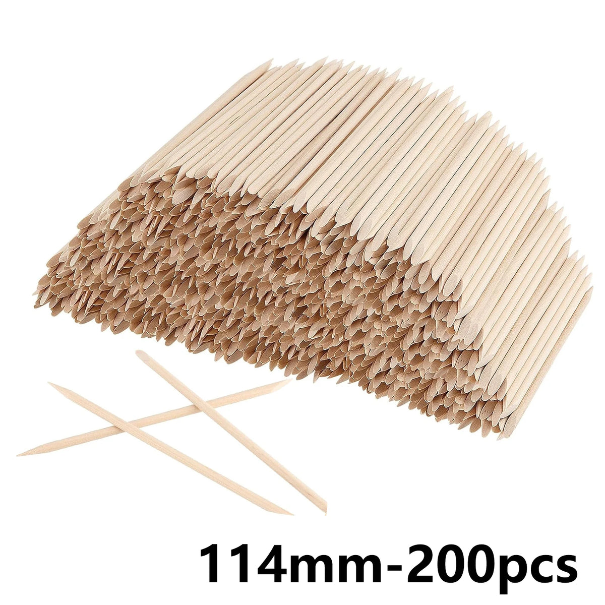 A bundle of natural wood nail art pusher sticks, approximately 200 pieces long.