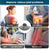 An electric heated massager is shown targeting joint stiffness, shoulder pain, and muscle ache in various joints.