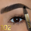 Close-up of an eye with long black eyelashes and a cosmetic pencil applicator labeled KAFURUX