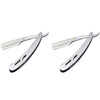 A pair of professional stainless steel straight edge barber razors.