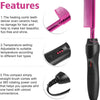 A pink electric hot comb styling iron with a black handle and a pink comb attachment.