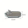 Silver portable compact comb with an airbag and mirror, shown with dimensions.