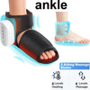 Black ankle massager device and silicone foot pad demonstrating heating and massage functions.