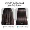 Before and after comparison showing hair smoothing and combing down using a detangling scalp massage hairbrush