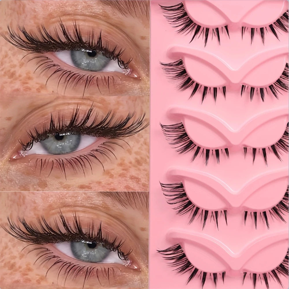 Un ensemble de faux cils D-roll roses pour les yeux.