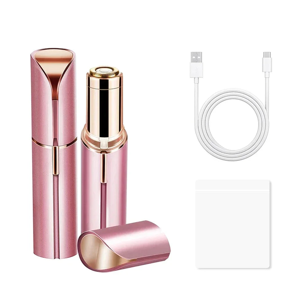Pinkes Rasur- und Epiliergerät mit weißem Kabel und weißer Ladestation