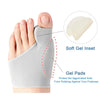 A gray orthopedic toe separator featuring soft gel inserts and gel pads to protect the aggravated area from rubbing.