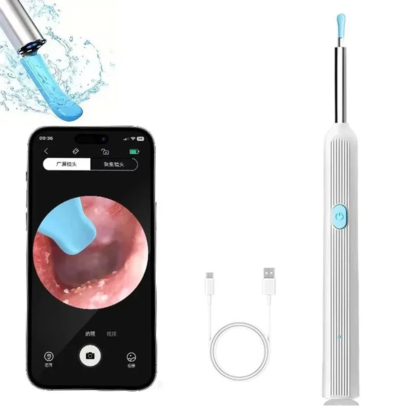 An HD ear wax removal kit featuring a camera and a handheld device for cleaning ears.